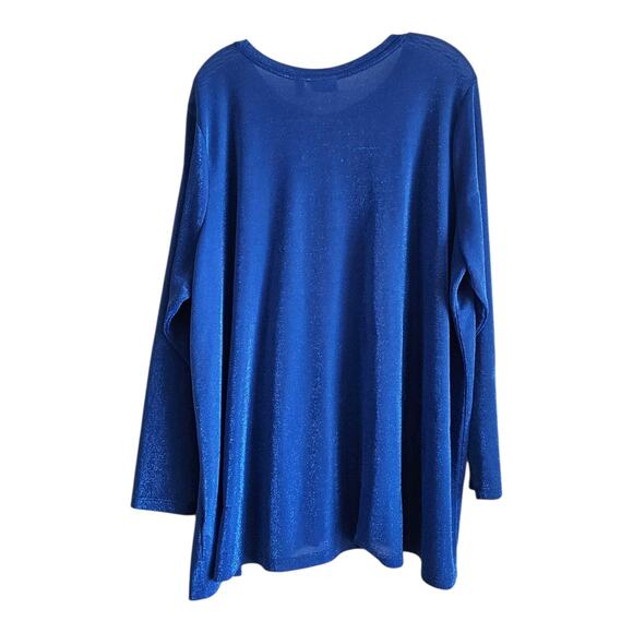 LOGO Layers by Lori Goldstein Women Plus 3X Cardigan Blue Metallic Sparkle 54" - Picture 6 of 6